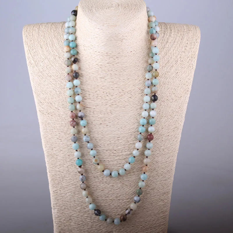 Artisan Jewelry Knotted Halsband Amazonite Stones Necklace