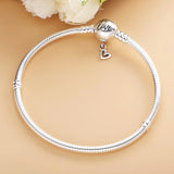 925 Silver Freehand Love Heart Bracelet for DIY Charm Women