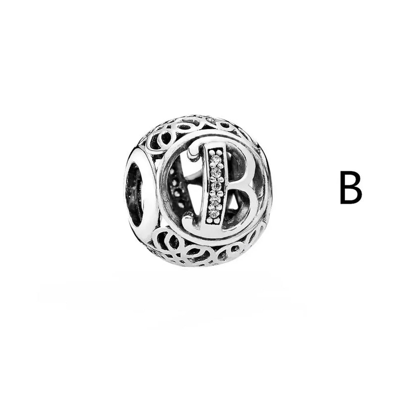 925 Silver Pando Letter Charm For Women DIY Jewelry