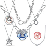925 Silver Two-Tone Circles Pendant Necklace For Women
