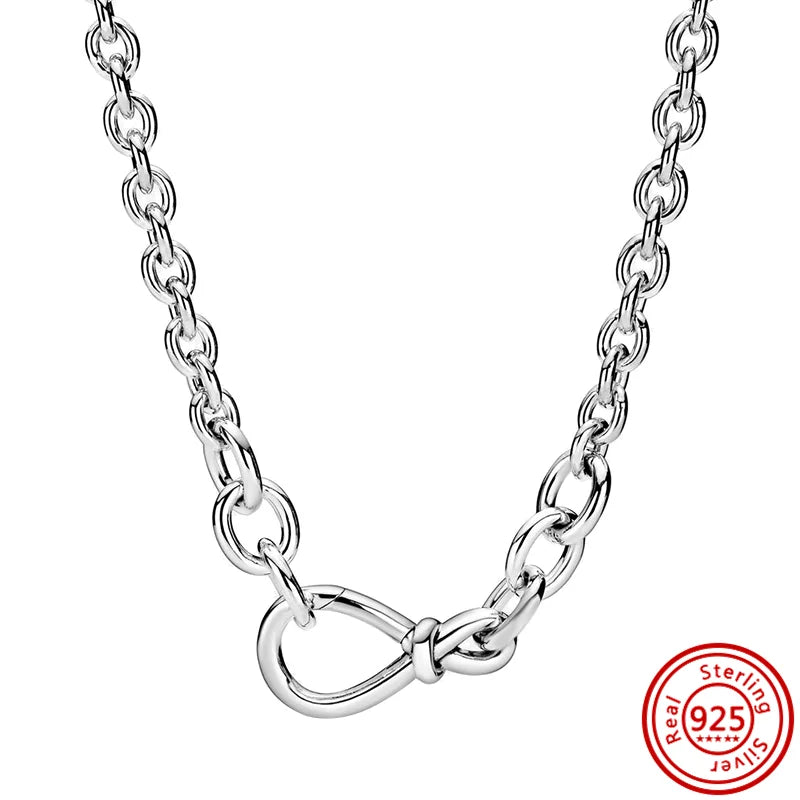 925 Silver Two-Tone Circles Pendant Necklace For Women