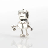 925 Silver Rob Bot Charm for Bracelet Necklace Women DIY Jewelry