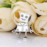 925 Silver Rob Bot Charm for Bracelet Necklace Women DIY Jewelry