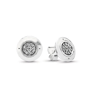 925 Silver Circle Stud Earrings CZ Crystal Women DIY Jewelry