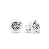 925 Silver Circle Stud Earrings CZ Crystal Women DIY Jewelry