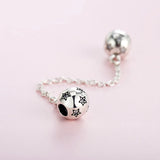 925 Sterling Silver Round Stars Safety Chain Charms for Bracelet DIY Jewelry