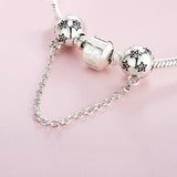 925 Sterling Silver Round Stars Safety Chain Charms for Bracelet DIY Jewelry