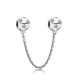 925 Sterling Silver Round Stars Safety Chain Charms for Bracelet DIY Jewelry
