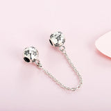 925 Sterling Silver Round Stars Safety Chain Charms for Bracelet DIY Jewelry