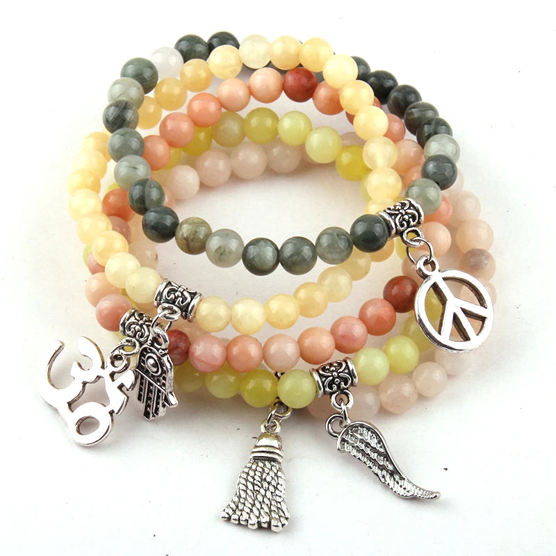 6mm Mix Stone Beads Charm Bracelets 10pc/lot