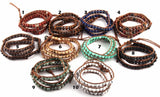Stone Beads 3 Wrap Leather Bracelet