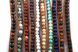 Stone Beads 3 Wrap Leather Bracelet