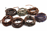 Stone Beads Long Wrap Bracelet 4 Wraps Leather Beads Bracelet For Women