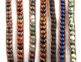 Stone Beads Long Wrap Bracelet 4 Wraps Leather Beads Bracelet For Women