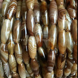 Brown Stipes Carnelian Rice Loose Beads 13pcs
