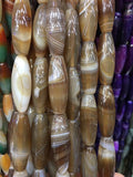 Brown Stipes Carnelian Rice Loose Beads 13pcs