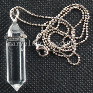 Clear Crystal Hexagonal Pointed Pendant Necklace with Chain