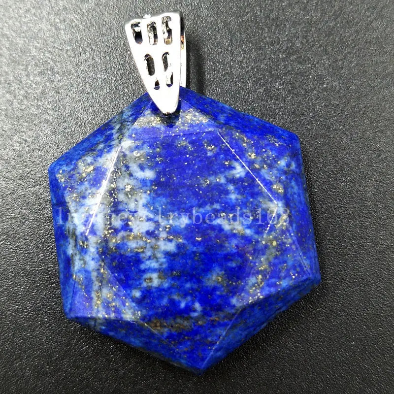 Natural Lapis Lazuli Hexagon Pendant Bead