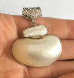 Large 48mm Mabe Keshi Pearl Necklace with Crescent Pendant