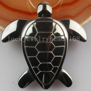 Non-Magnetic Hematite Turtle Pendant Bead 1Pcs