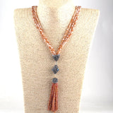 Bohemian Hematite Crystal Glass Tassel Necklace For Women
