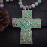 Boho Amazonite Stones Cross Necklace
