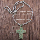 Boho Amazonite Stones Cross Necklace