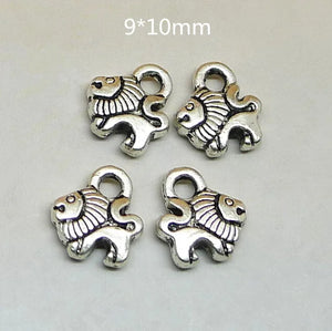 100 Pcs 3D Lion Charms Antique Metal Pendant 9*10mm