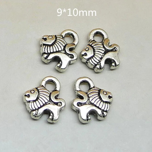 100 Pcs 3D Lion Charms Antique Metal Pendant 9*10mm
