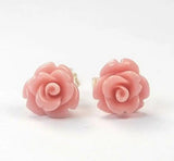 Rose Flower Candy Powder 925 Sterling A Earrings
