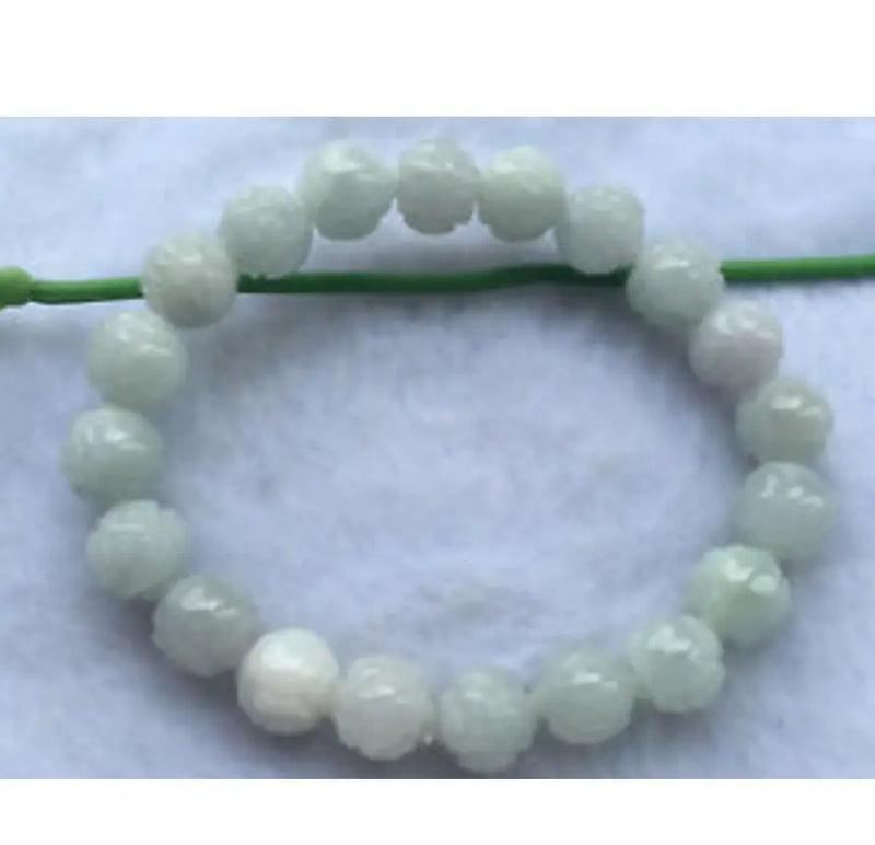 Natural A Jade 10mm Jadeite Carving Beads Bracelet