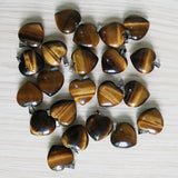 10Pcs Tiger Stone 25mm Heart Pendants for Jewelry Making