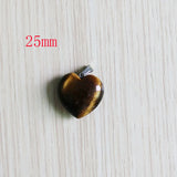 10Pcs Tiger Stone 25mm Heart Pendants for Jewelry Making