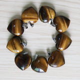 10Pcs Tiger Stone 25mm Heart Pendants for Jewelry Making