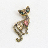 Cat Brooch Pin Up Jewelry Crystal Brooch Bijoux