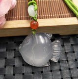 Natural Chalcedony Goldfish Agate Pendant Ice Seed Jade Necklace