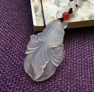 Natural Chalcedony Goldfish Agate Pendant Ice Seeds Jade