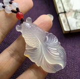 Natural Chalcedony Goldfish Agate Pendant Ice Seeds Jade