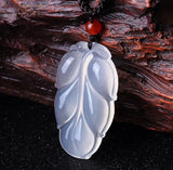 Natural Ice Agate Chalcedony Leaf Pendant Jewelry