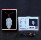 Natural Ice Agate & Chalcedony Leaves Pendants Jade Crafts
