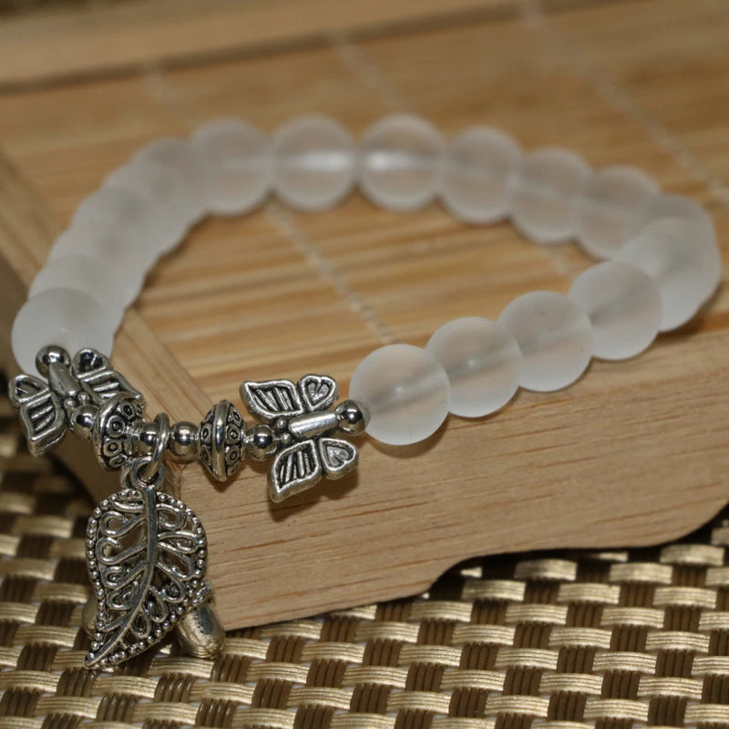 Matte Crystal Bracelet Women 8mm Beads High Jewelry