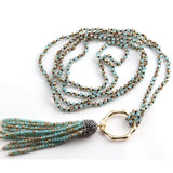 Glass Crystal Tassel Punk Necklace