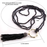 Glass Crystal Tassel Punk Necklace 4mm Mini
