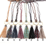 Glass Crystal Tassel Punk Necklace