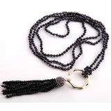 Glass Crystal Tassel Punk Necklace