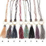 Glass Crystal Tassel Punk Necklace 4mm Mini