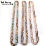 6mm Glass Knotted Metal Spacer Crystal Necklace