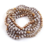 6mm Glass Long Knotted Crystal Necklace Women Ethnic