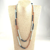 6mm Glass Long Knotted Crystal Necklace Women Ethnic
