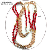 6mm Glass Long Knotted Crystal Necklace Women Ethnic